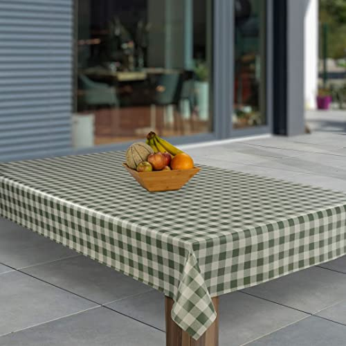 laro Wachstuch-Tischdecke Abwaschbar Garten-Tischdecke Wachstischdecke PVC Plastik-Tischdecken Eckig Meterware Wasserabweisend Abwischbar AP, Muster:Grün Weiß Karo, Größe:140x2000