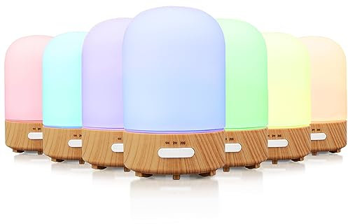 Fashome Aroma Diffuser Luftbefeuchter Humidifier, Handgefertigt Glas Diffusor für ätherische Öle, Automatisch Power-Off, Warm Licht Vintage Aromatherapie für Baby, Zuhause Büro oder Yoga (7 Farbe)