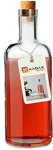 KADAX Bouteille en Verre de 700 ml, Grande Bouteille de Vin avec Bouchon en Liège Naturel pour Stockage Élégant et Préservation Optimale (1 Pièce)
