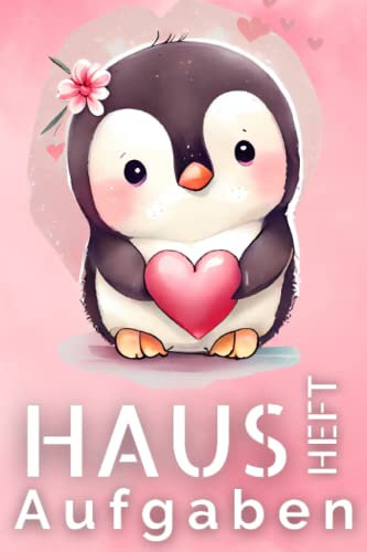 Hausaufgabenheft für Mädchen Pinguin: Geeignet für die Grundschule, Platz für ein Schuljahr, mit Stundenplänen, DIN A5, mit Datum, Tiere