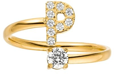Purelei® Buchstaben Ring P – Damenring aus langlebigem Edelstahl – Wasserfeste Ringe – Verstellbare Ringe von Größe 50 bis 60 – Modeschmuck für deinen individuellen Look