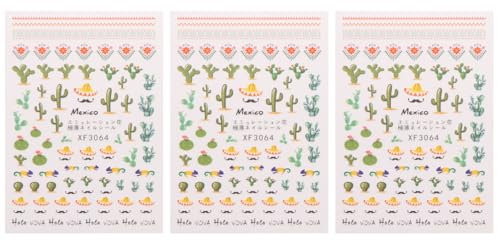 Adesivi Unghie Cactus 3pezzi in Plastico per Nail Art Donne