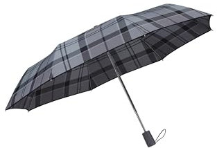 Samsonite Alu Drop S - Safe 3 Section Auto Open Close Regenschirm, 28.5 cm, Silber (Silver Grey Check)
