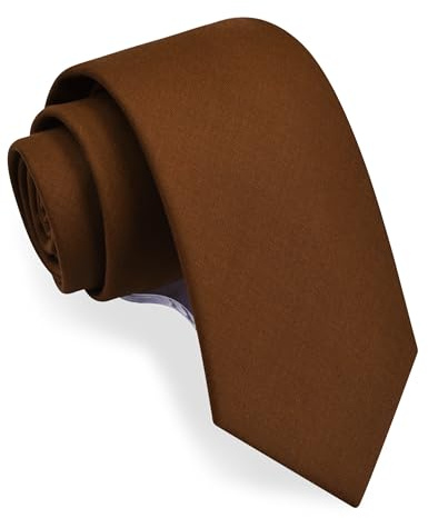 Gusleson Brown Tie for Wedding Solid Cotton Wool Suit Tie Mens Casual Necktie (UK1032-01)