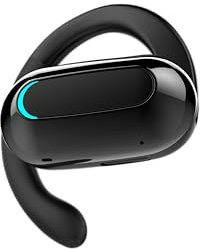 DOMIKIT Clip Oreillette Bluetooth 5.2 sans Fil - 75 mAh, 15H Écoute, Recharge USB-C, Clip Oreille Ouvert, Confortable, Idéale Télétravail & Sport. (Noir)