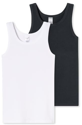 Schiesser Jungen 2 Pack Unterhemd-95/5 Organic Bio Baumwolle-Größe 140 bis 176 Unterwäsche, Sortiert 4_181955, 152 (2er Pack)