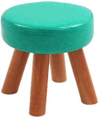 CVNIMV Gepolsterter Fußhocker, runder Hocker mit Stauraum, Fußhocker, Sitzfläche aus Holz und PU-Leder, Couch-Puff, Stuhl, Hocker, gepolstert, praktische Möbel/Orange (Blau)