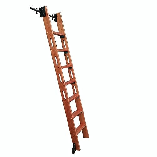 Schwarzes Schiebetür-Set für Scheunen mit Leiter – Rollschiebeleiter-Hardware – Retro-Schiebetür-Hardware-Set aus Holz für Scheunen, Schrank-Gleitschienen, Rollenaufhänger für Doppeltüren, I