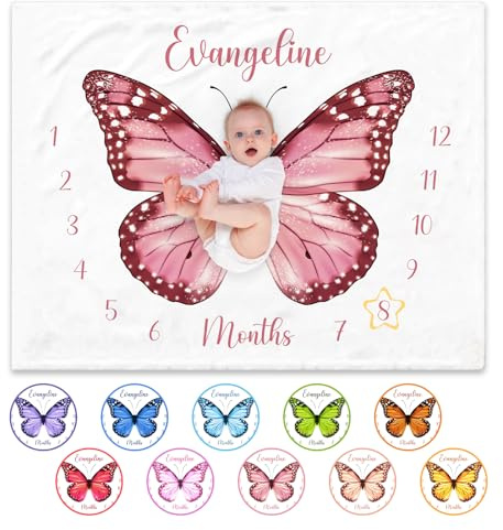 NIBESSER Personalisierte Baby Meilenstein Decke Monatsdecke Kinder Kuscheldecke Flauschige Babydecke Neugeborenen Geschenk Kuscheldecke