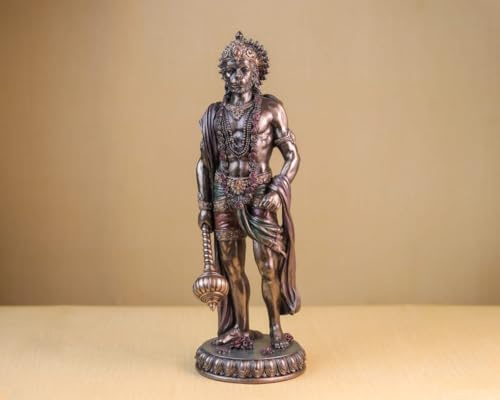UGRA Stehendes Hanuman-Idol, 27 cm, bronzefarbene Statue der Hingabe, Stärke und Zölibat