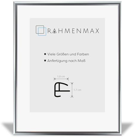 RahmenMax Kansas Kunststoff Bilderrahmen Posterrahmen 70x95 cm Silber 95x70 cm mit Antireflex Kunstglas Scheibe
