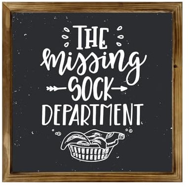Schild mit Aufschrift The Missing Sock, 40,6 x 40,6 cm, rustikales Bauernhaus-Dekor, Heimschild, Wanddekoration, Wohnzimmer, moderne Bauernhaus-Wanddekoration, Wäscheschild und