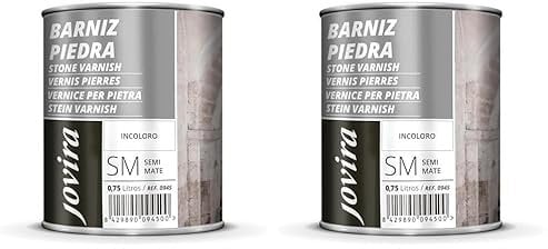 JOVIRA PINTURAS Barniz para Piedra, Ladrillo, Terrazo al Disolvente. Incoloro, natural, transparente. (750 Mililitros, Semimate) (Paquete de 2)