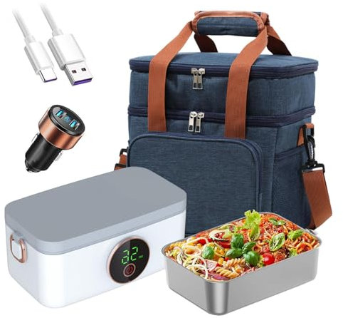 LFLIFENG Scaldavivande Rechargeable And Cordless, Portapranzo Battery Powered 16000mAh , Schiscetta Pranzo Riscaldabile
