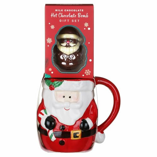 Lesser & Pavey Christmas Santa Mug with Hot Chocolate Bomb - Gift Idea for Xmas - Santa Themed, UK Design, Hot Drinks, Tea, Coffee - Christmas Drinkware
