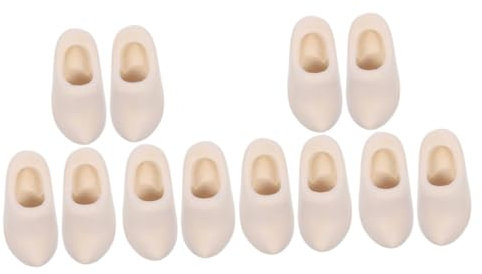 SEWOART Deko Schuhe 6 Paar Puppenhaus Holzschuhe Blanko Miniatur Puppenhaus Puppenhaus Tapete Puppenhaus Sofa Puppenhaus Spielzeug Miniatur Schuhe Puppenhaus Miniaturen Puppenschuhe Zum