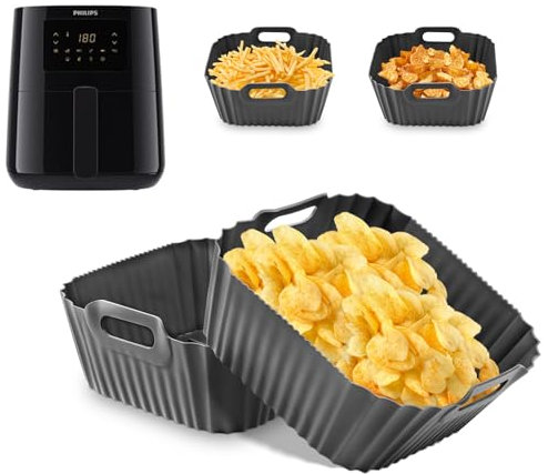 FJNATINH 2 Stück Philips Airfryer for Philips Essential Airfryer 4.1 L HD9252/HD9200/HD9255,Reusable Silikonform Heißluftfritteuse Zubehör,Grau