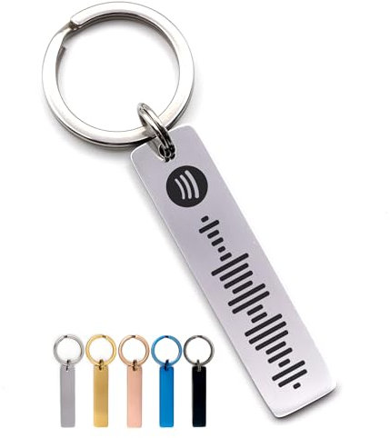 Porte-clé personnalisé avec code Spotify musique ou playlist scannable, texte et gravure personnalisable, cadeau Saint Valentin homme femme, couple
