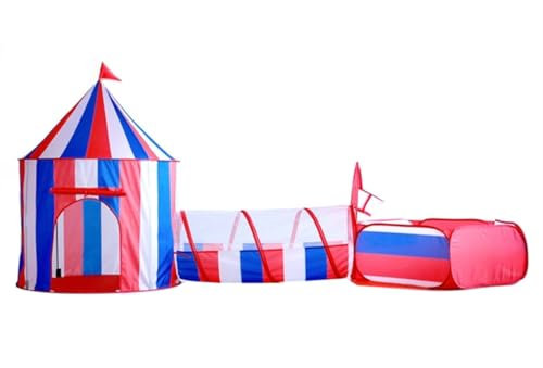 Floving 3 in 1 Kinder Spiel Zelt Tunnel Ball Pit Kinder Spielhaus Zelt mit Korb, Kinderspielzelte mit Tragetasche (Streifen)