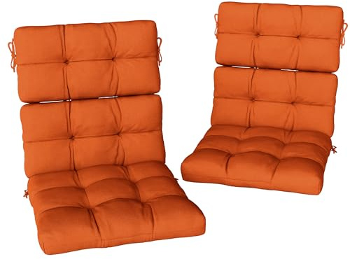 Outsunny 2 x Outdoor-Sitzkissen mit Rückenlehne, Bänder, wasserabweisende Sitzpolster für Stuhl, Garten, Terrasse, Orange