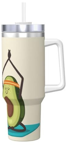 Qgwdyyjq Carino Yoga Avocado Stampato 4 once Ice Bully con manico Tazza termica portatile