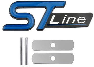 3D-Auto-Frontgrill-Kofferraum-Metall-Logo ST Line-Emblem, kompatibel mit MK3 MK2 MK4 S Max Fiesta ST Line-Aufkleber-Zubehör(Grill Dark Blue,100x35mm)