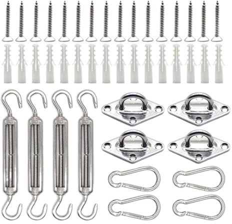 Kit De Fixation pour Voile D'ombrage,Accessoires De Fixation en Acier Inoxydable pour Store Extérieur | Accessoires de Fixation en Acier Inoxydable pour Store Rectangle Triangle Jardin