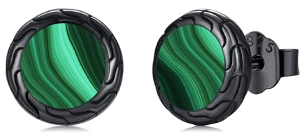 Twoowl Schwarze Ohrstecker 925 Sterling Silber Schwarzer Onyx/Türkis/Abalone/Tigerauge/Holz Ohrringe Schwarzer Schmuck Geschenke Frauen Männer