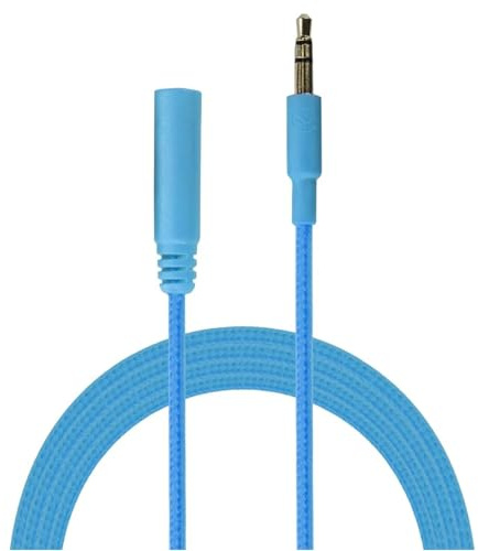 LockMingle Braided 3.5mm Extension Cable, 1 Metre, Male to Female Stereo Aux Jack Lead for Headphones and Speakers, Blue