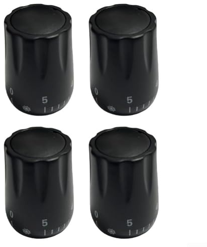 NiuLumea 4PCS Handwheel Knobs for Manifold & Radiator Valves, 46x35mm M30x1.5 Thread Black/White Plastic Replacement for Thermostatic Valve Control(Black)