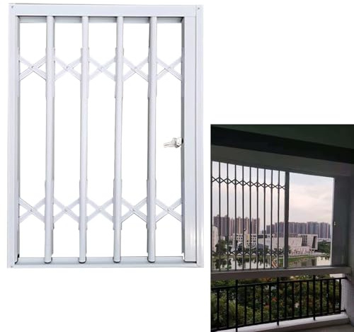 Inferriate per Finestre Barra di Sicurezza per Porta Scorrevole Pieghevole, Griglie per Finestre Estensibili, Recinzioni di Sicurezza per Finestre a Spinta-Trazione(W32xH59in/80x150cm)