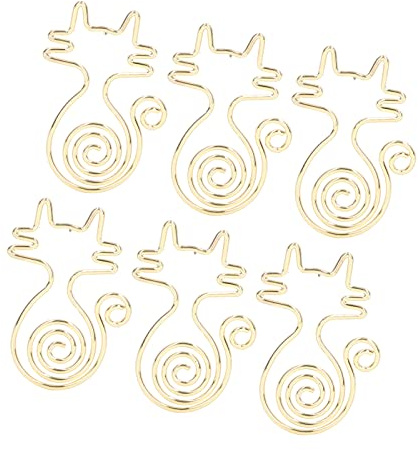 Fdit 100 Goldene Büroklammern, Rostfreies Metall, Galvanisiert, Niedliche Mini-Büroklammern für Akten, Leicht und Tragbar, Ideal für Büro, Zuhause, Schule – Ein Tolles Geschenk! (Katze)