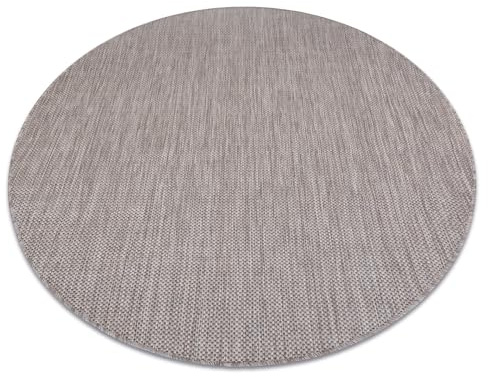 rugsx Teppich SION Sisal Optik, flachgewebt, strapazierfähig & pflegeleicht, Indoor & Outdoor, Wohnzimmer, Schlafzimmer, Balkon, Terrasse - beige rund 150 cm