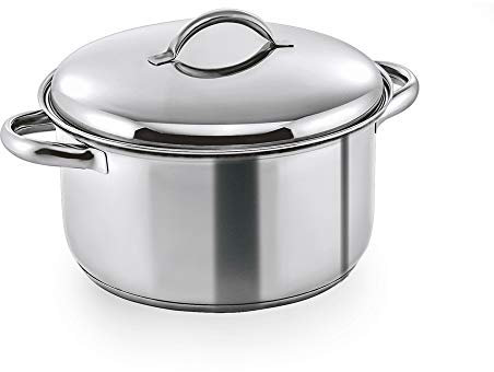 WAS 1907 240 Chromnickelstahl Fleischtopf mit Deckel, 24cm Durchmesser, 13.5cm Hohe, 6 L