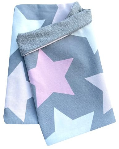 Wollhuhn Öko Jungen/Mädchen Leichter Lockerer Schlupfschal/Halstuch/Loop Baumwolle Jersey Übergangszeiten/Sommer 20220201 (Big Stars Grau/Rosa/Pink)
