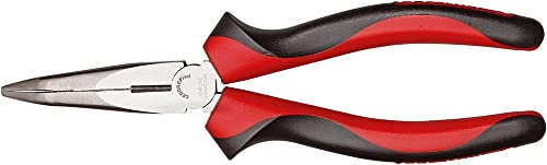 GEDORE red Flachrundzange 200 mm 45° gewinkelte Greifflächen, längsgezahnt/Induktiv gehärtete Schneiden / 2-Komponentengriff, handschonende Kraftübertragung