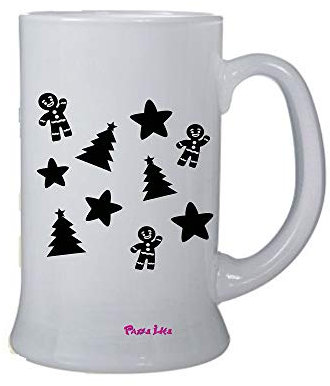 Regali Pazza idea Boccale Birra Albero Stelle - 500ml - Vetro - Disegno Elegante - Perfetto per Coppie - Natale