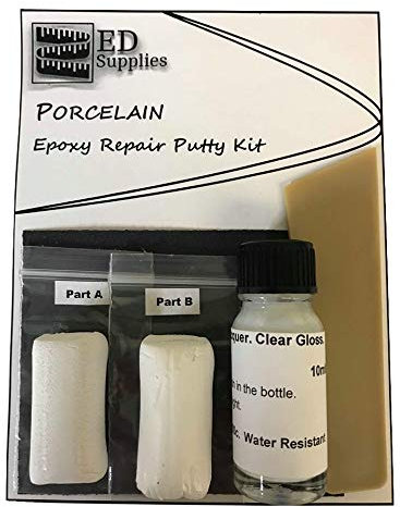 Porcelain Baths, Sinks, Toilets & Shower Trays Epoxy Repair Putty Kit – Repairs Chips, Deep Cracks & Defects. (White)