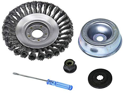QHALEN 6 Zoll Stahldraht Freischneider Trimmerkopf mit Adapter-Kit für Rasentrimmer, Rostentfernung, Rasenmäher