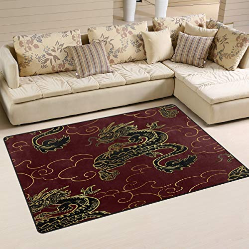 Mnsruu Tapis antidérapant Motif dragon chinois chinois et animal japonais 50 x 80 cm