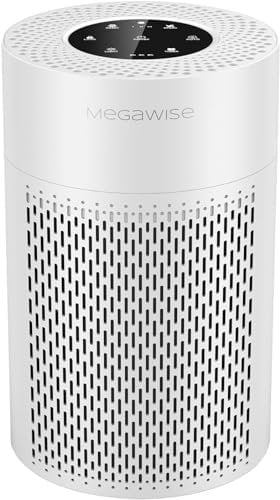 Purificador de aire inteligente MEGAWISE versión actualizada 2025 para habitaciones grandes de hasta 1080 pies cuadrados, filtro HEPA H13 con sensor de calidad del aire inteligente, modo de suspensión