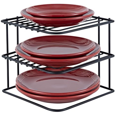 Buckingham 3 Tier Black Corner Plate Rack Kitchen Cupboard Storage Organiser Premium Quality Dish Rack Space Saving Shelf Organiser 22.5 Cm