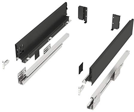 Schubkastensystem JUNKER-SLIM anthrazit Höhe: 84 mm Tiefe: 550 mm belastbar bis 40 Kg Soft-Close Schubkasten mit 13 mm schlanken Schubladenzargen