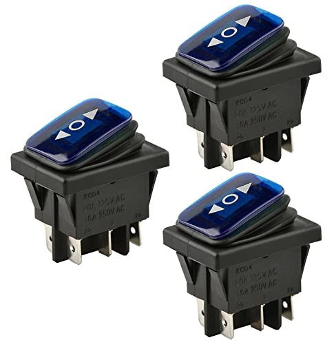 ETOPARS 3 Piezas 12V 20A Interruptor Basculante para Coche Niebla Luces de Luz LED Azul Momentáneo Interruptor Palanca Botón Presión Impermeable 6Pin ON Off ON