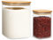 ComSaf 3600ml/1100ml Square Glass Jars with Bamboo Lids, Large Glass Storage Jars, Wide Mouth Food Storage Container with Airtight Lids for Flour, Sugar, Rice, Pasta, Oats, Grains, Snacks, Candy