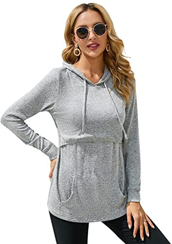 Sosolism Stillshirt für Damen Stilltop Atmungsaktiv Still Sweatshirt,Hellgrau,Größe M