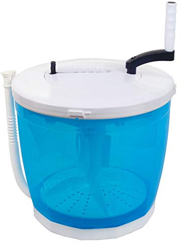 BOSUGE Tragbare Mini-Waschmaschine mit Handkurbel, Mini-Waschmaschine, manuelle, Nicht elektrische Wäscheschleuder, kompakte Wäsche für Schlafsäle, Rvs, Camping usw,Blau