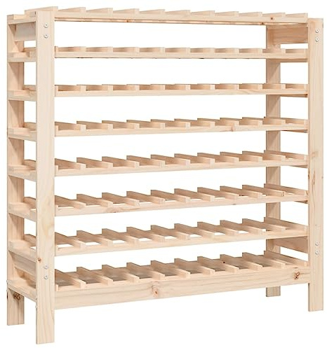 vidaXL Weinregal, Weinständer mit viel Stauraum bis zu 80 Flaschen, Flaschenregal mit Holzrahmen, Flaschenhalter Weinhalter Standregal Weinflaschen, Massivholz Kiefer