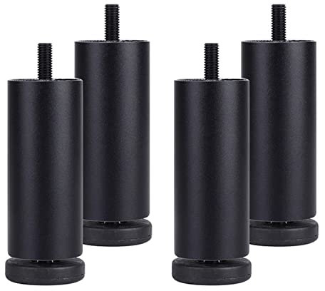 NURBAL Möbelfüße Verstellbar 4 Stück, Hochwertige Aluminium Möbelfüße, DIY rutschfest/Abriebfest Füße für möbel, für Tischfuß Couchfüße Bettfüße 6cm/2.36in schwarz