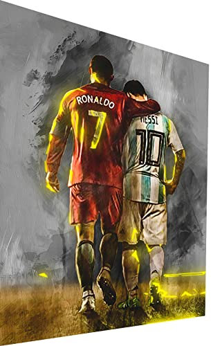 Magic Canvas Art Messi Ronaldo Pop Art Leinwandbild 1- teilig Hochwertiger Kunstdruck Wandbilder – B8385, Material: Leinwand, Größe: 90x60 cm
